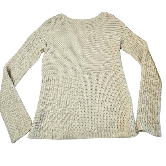 SAHALIE Cream Cable Knit Pattern Block Long Sleeve Sweater Women's Size S - Picture 3 of 16